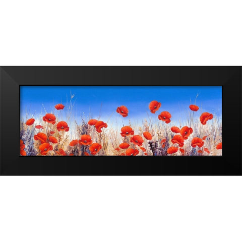 Poppy Landscape Black Modern Wood Framed Art Print by Mayes, Hilary