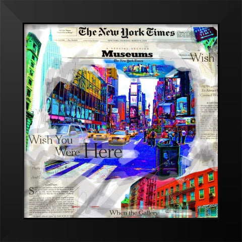 New York Museum Black Modern Wood Framed Art Print by MN.FF