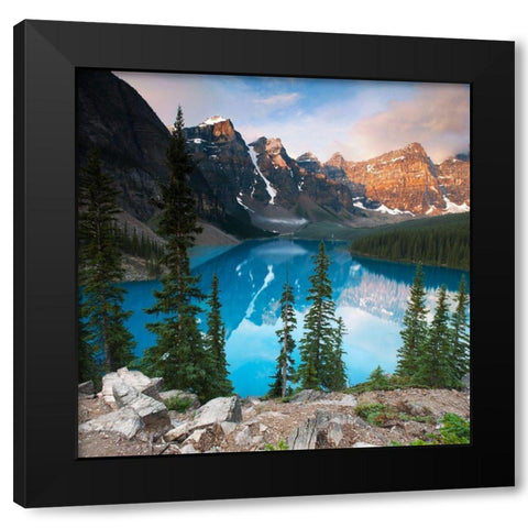 West Alberta - Moraine Lake Black Modern Wood Framed Art Print with Double Matting by Brommelhorster, Ulf