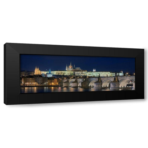 Prag Karlsbrucke Black Modern Wood Framed Art Print with Double Matting by Fischer, Rolf