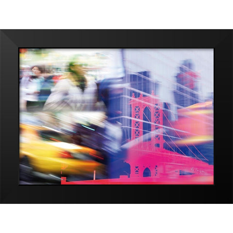 NY Traffic Black Modern Wood Framed Art Print by Luger, Gery