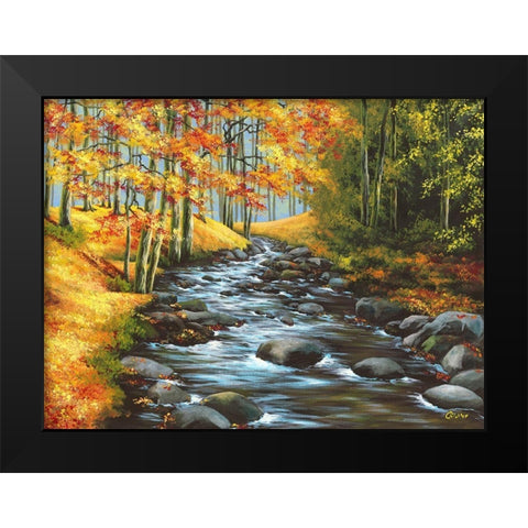Durch den Herbst Black Modern Wood Framed Art Print by Richter, Cornelia