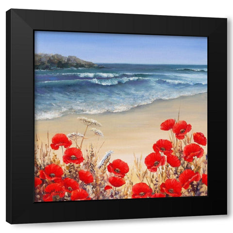 Poppy Tides Black Modern Wood Framed Art Print by Mayes, Hilary