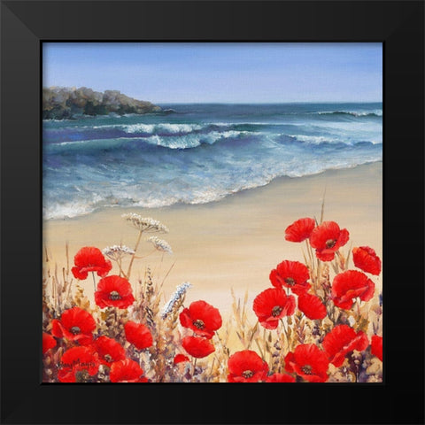 Poppy Tides Black Modern Wood Framed Art Print by Mayes, Hilary