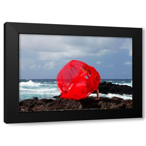 Fireball Black Modern Wood Framed Art Print with Double Matting by Westfield, Wim