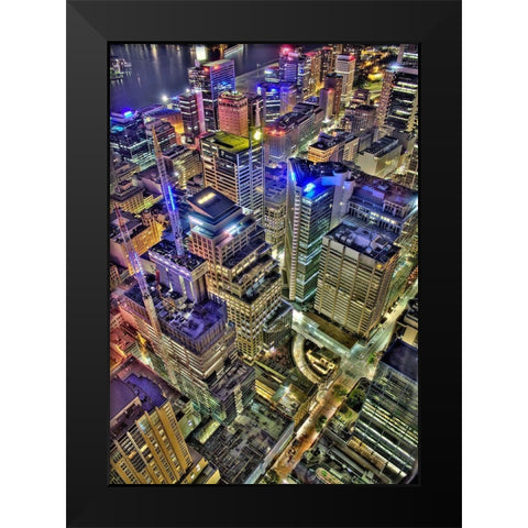 Sydney s Skyline Black Modern Wood Framed Art Print by Terrible, Aurelien