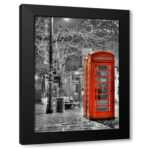 London Phone Black Modern Wood Framed Art Print with Double Matting by Terrible, Aurelien