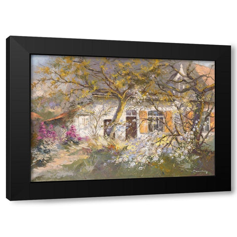 Fleur de cerisier Black Modern Wood Framed Art Print with Double Matting by Messely, Paul