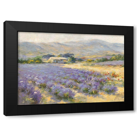 Champ de lavande Black Modern Wood Framed Art Print with Double Matting by Messely, Paul