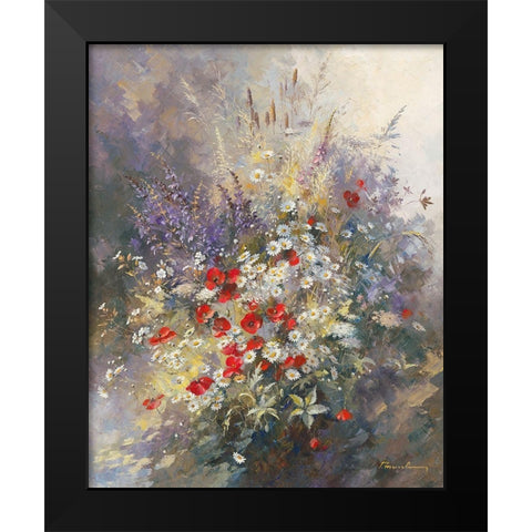 Coquelicots Black Modern Wood Framed Art Print by Messely, Paul