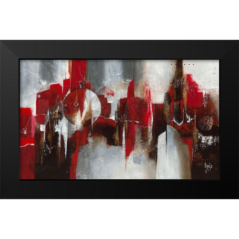 Battement de coeur Black Modern Wood Framed Art Print by Jadis