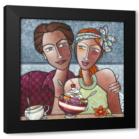 La cerise sur le gateau Black Modern Wood Framed Art Print by Bandiziol, Geraldine