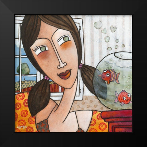 Le rencard de Maelys Black Modern Wood Framed Art Print by Bandiziol, Geraldine
