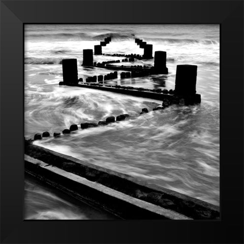 Sea Defences l Black Modern Wood Framed Art Print by Lambert, Tom