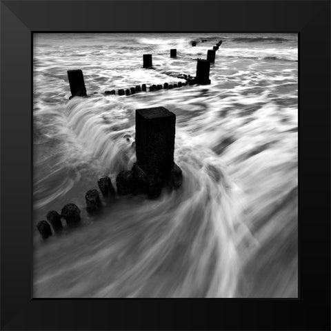 Sea Defences ll Black Modern Wood Framed Art Print by Lambert, Tom