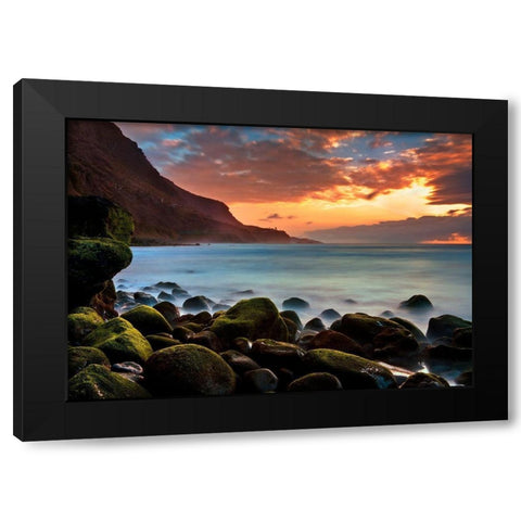 Teneriffa Brandung Black Modern Wood Framed Art Print with Double Matting by Ernemann, Lothar