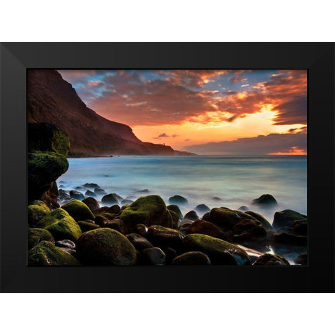 Teneriffa Brandung Black Modern Wood Framed Art Print by Ernemann, Lothar
