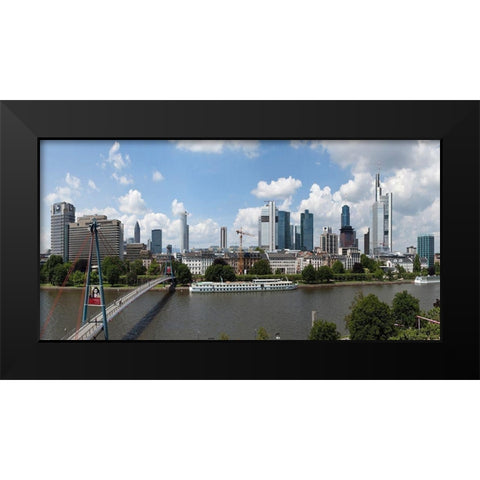 Skyline Frankfurt Panorama Black Modern Wood Framed Art Print by Fischer, Rolf