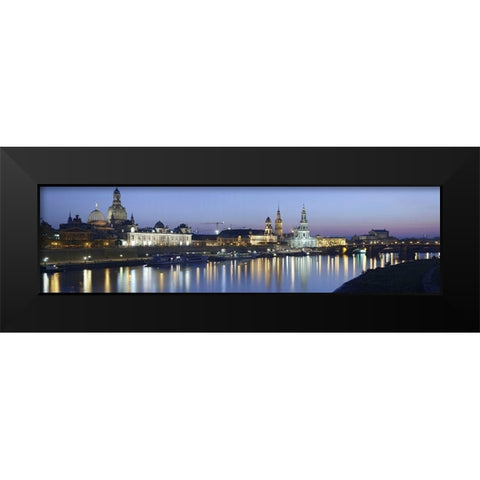 Elbpanorma Dresden Black Modern Wood Framed Art Print by Fischer, Rolf
