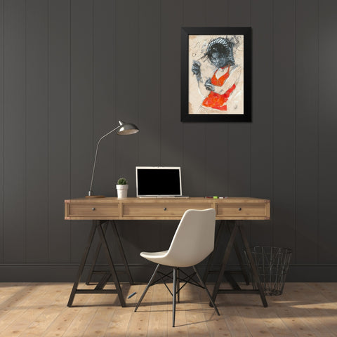 Playing with the Curls Black Modern Wood Framed Art Print by Longo, Massimiliano