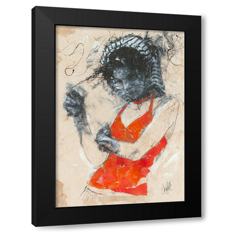 Playing with the Curls Black Modern Wood Framed Art Print by Longo, Massimiliano