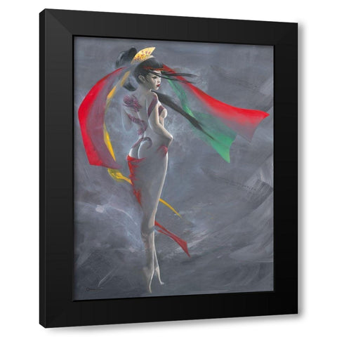 Geisha III Black Modern Wood Framed Art Print by Cazal, Cedric