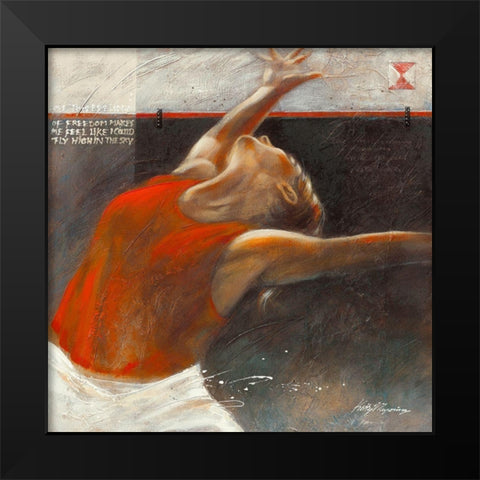 Cheerful Black Modern Wood Framed Art Print by Meijering, Kitty