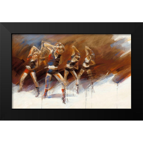 Dance up Black Modern Wood Framed Art Print by Meijering, Kitty