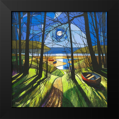 Beach Path Black Modern Wood Framed Art Print by James, David