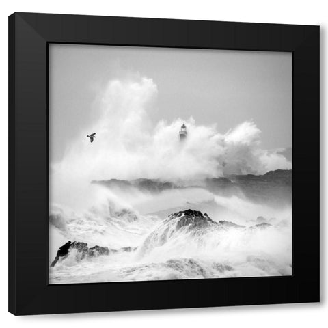 Storm in Cantabria Black Modern Wood Framed Art Print with Double Matting by Cano, Marina
