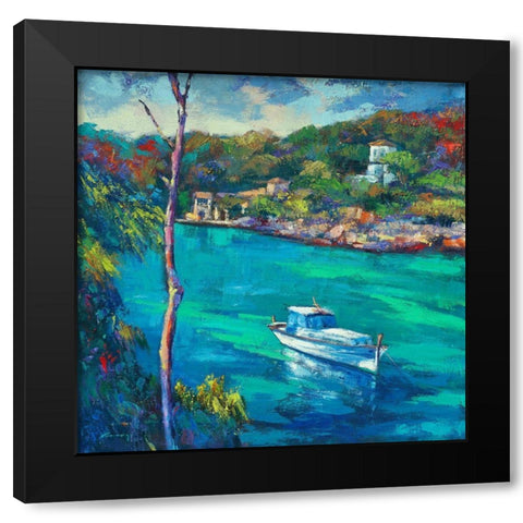 Cala del Ballm Black Modern Wood Framed Art Print with Double Matting by Camargo, Jesus P.