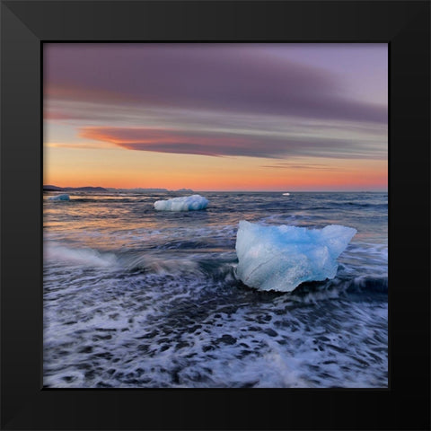 Ice and Sea Black Modern Wood Framed Art Print by Strand, Hans