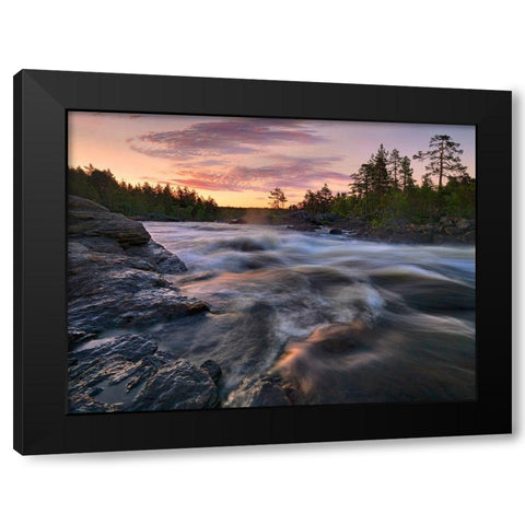 Voxnan River Black Modern Wood Framed Art Print with Double Matting by Strand, Hans