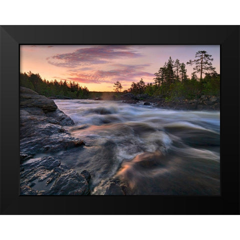 Voxnan River Black Modern Wood Framed Art Print by Strand, Hans