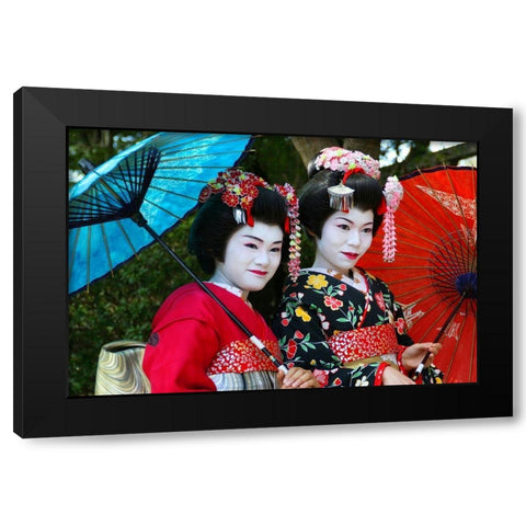 Geisha Smile Black Modern Wood Framed Art Print with Double Matting by Weber, Matthias