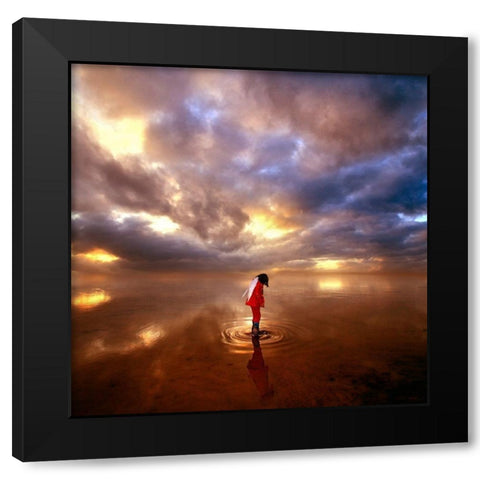 Devil May Care Black Modern Wood Framed Art Print by Cano, Marina