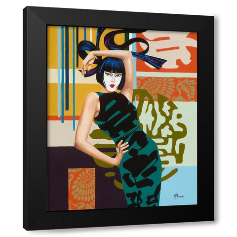 Chika Black Modern Wood Framed Art Print with Double Matting by Bernard, Anne