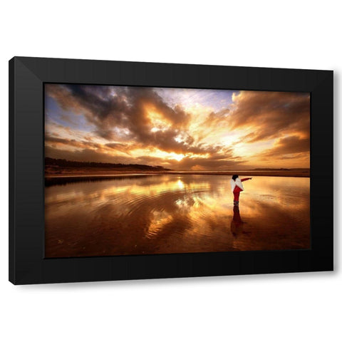 Angel Black Modern Wood Framed Art Print with Double Matting by Cano, Marina