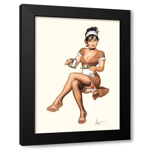 The ou cafe Black Modern Wood Framed Art Print by Hitte, Patrick
