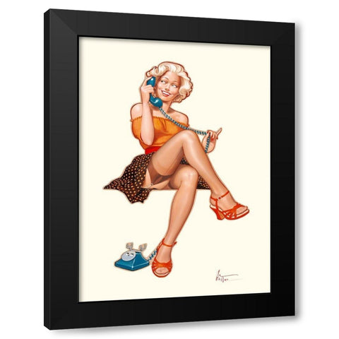 Betty au telephone Black Modern Wood Framed Art Print with Double Matting by Hitte, Patrick