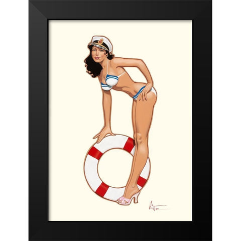 Captain Pin-up Black Modern Wood Framed Art Print by Hitte, Patrick