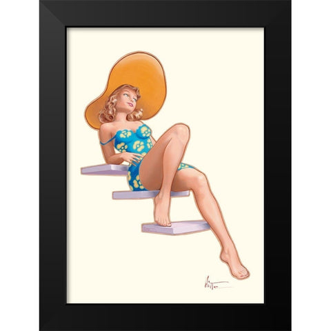 Sur l escalier Black Modern Wood Framed Art Print by Hitte, Patrick