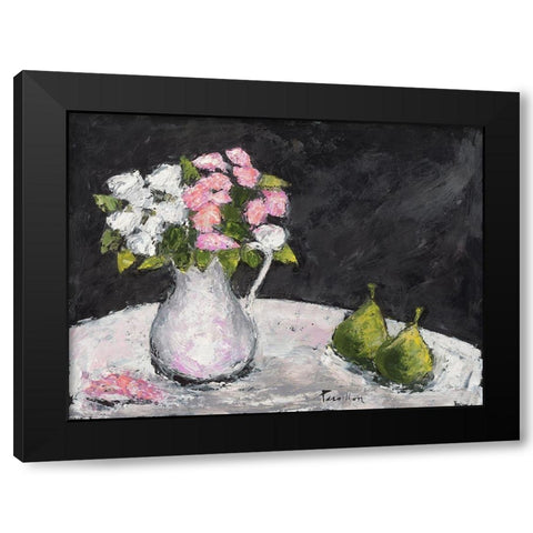 Poires et roses d Elisa Black Modern Wood Framed Art Print with Double Matting by Persillon, Francoise