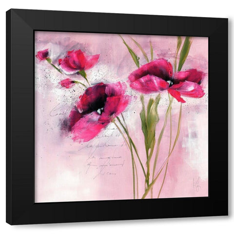Pink Flower I Black Modern Wood Framed Art Print with Double Matting by Zacher-Finet, Isabelle