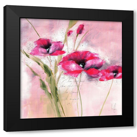 Pink Flower II Black Modern Wood Framed Art Print with Double Matting by Zacher-Finet, Isabelle