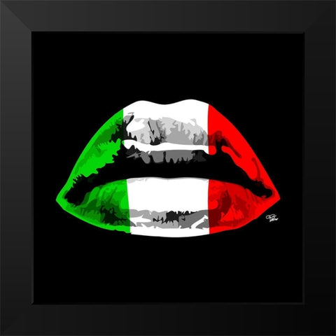 Italian Kiss Black Modern Wood Framed Art Print by Paslier, Morgan