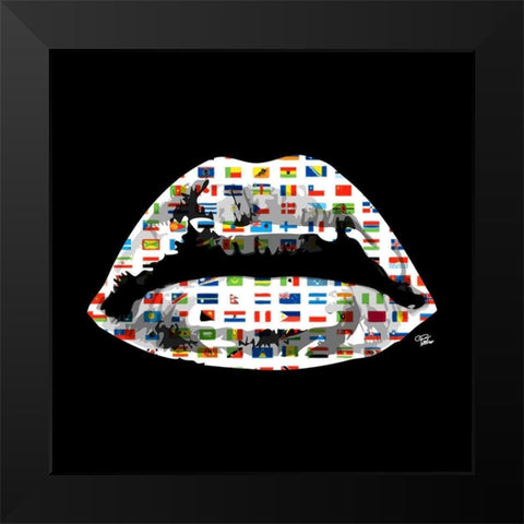 World Kiss Black Modern Wood Framed Art Print by Paslier, Morgan