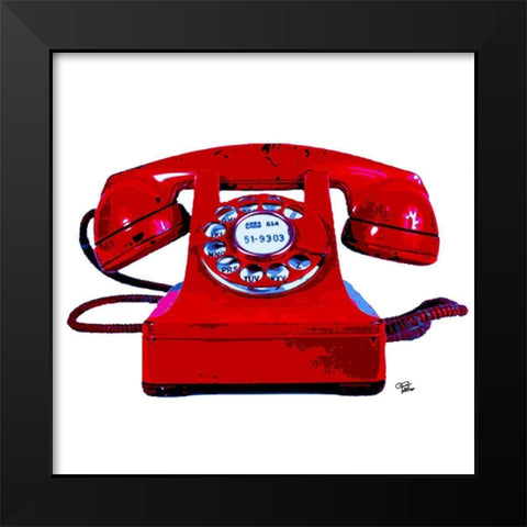 Red Phone Black Modern Wood Framed Art Print by Paslier, Morgan