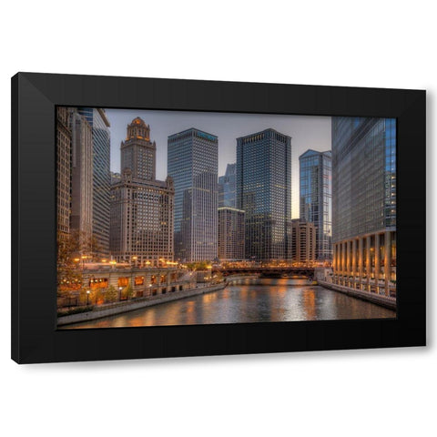 Peaceful Chicago Black Modern Wood Framed Art Print with Double Matting by Terrible, Aurelien