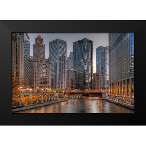 Peaceful Chicago Black Modern Wood Framed Art Print by Terrible, Aurelien